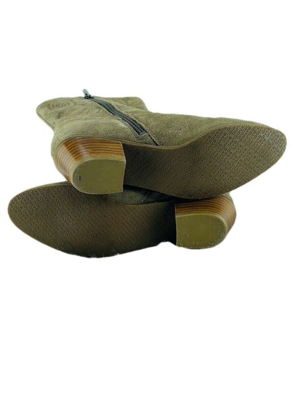 BANDOLINO Boot Erissa Taupe Suede Leather Ankle Round Toe Low Stacked Heel Weste - Picture 5 of 11